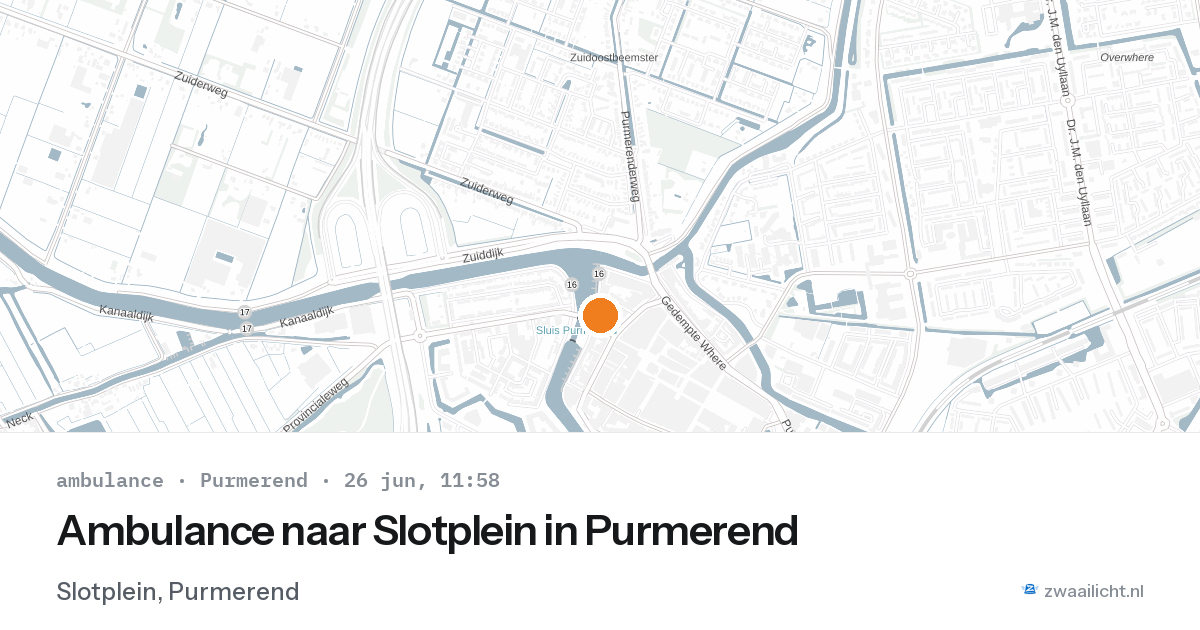 Ambulance naar Slotplein in Purmerend — 26 jun 2026