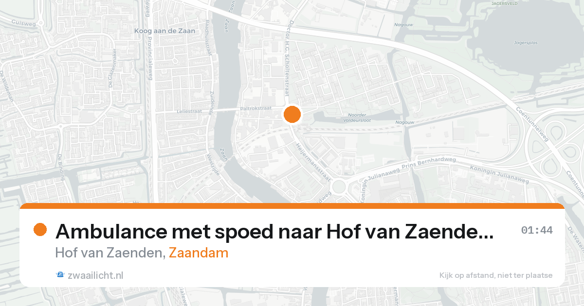 Ambulance met spoed naar Hof van Zaenden in Zaandam — 16 aug 2026