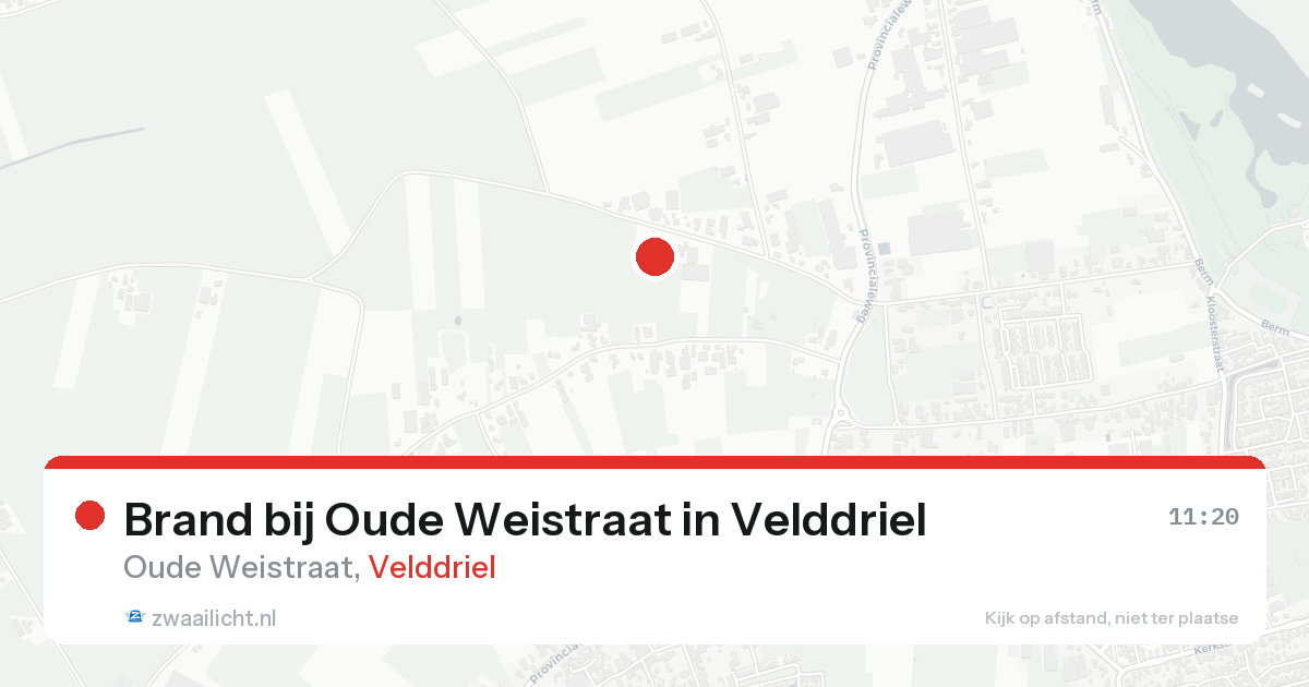 Brand bij Oude Weistraat in Velddriel — 15 aug 2026