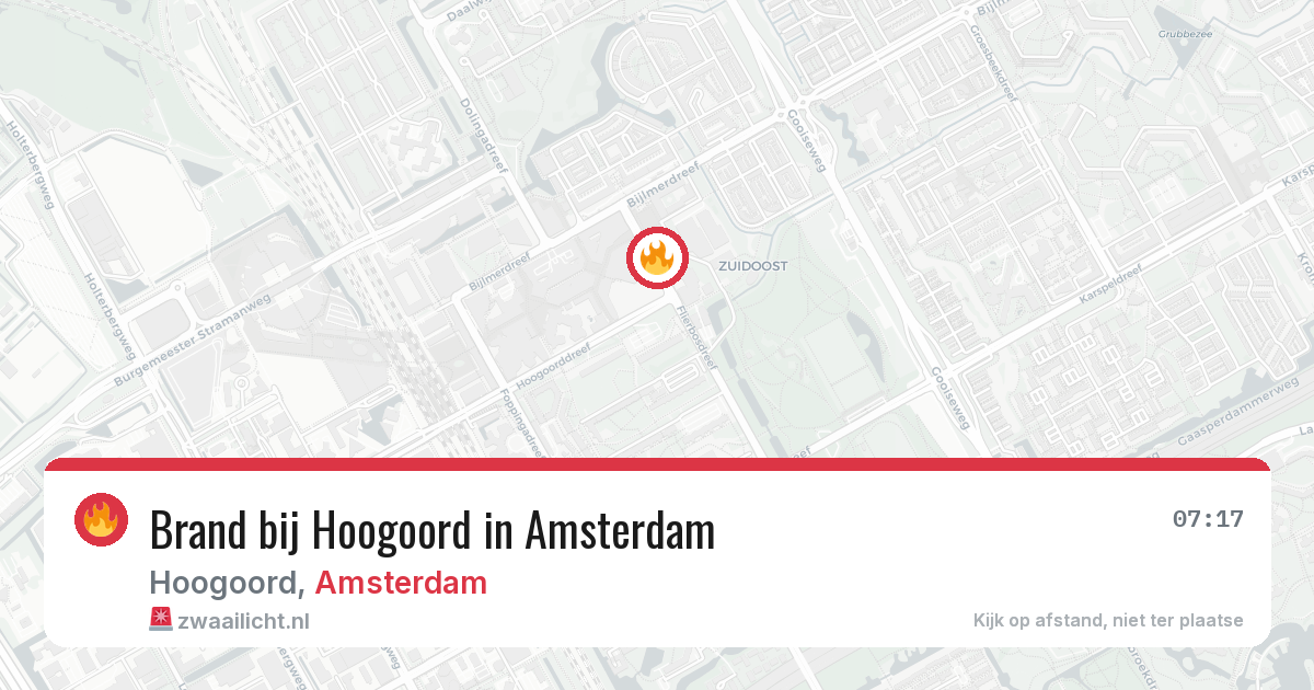 Brand bij Hoogoord in Amsterdam — 18 mei 2026