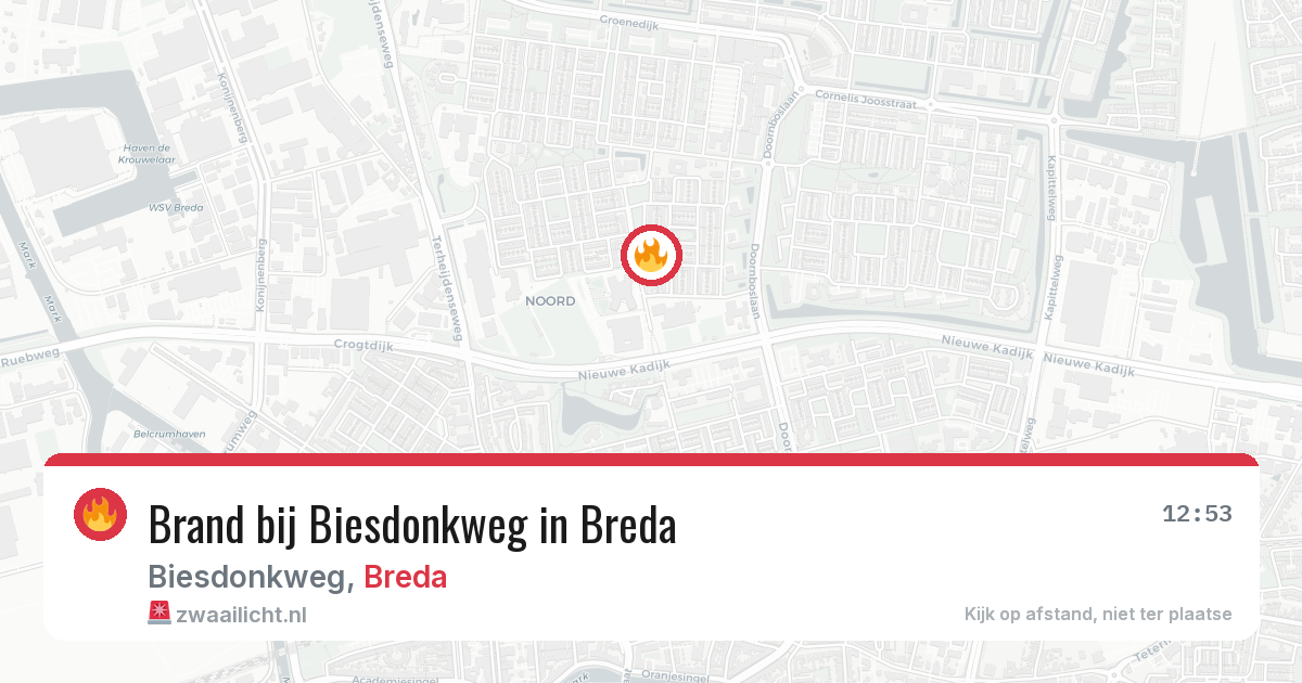 Brand bij Biesdonkweg in Breda — 7 aug 2026