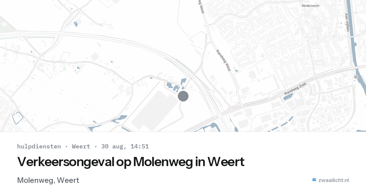 Verkeersongeval op Molenweg in Weert — 30 aug 2026