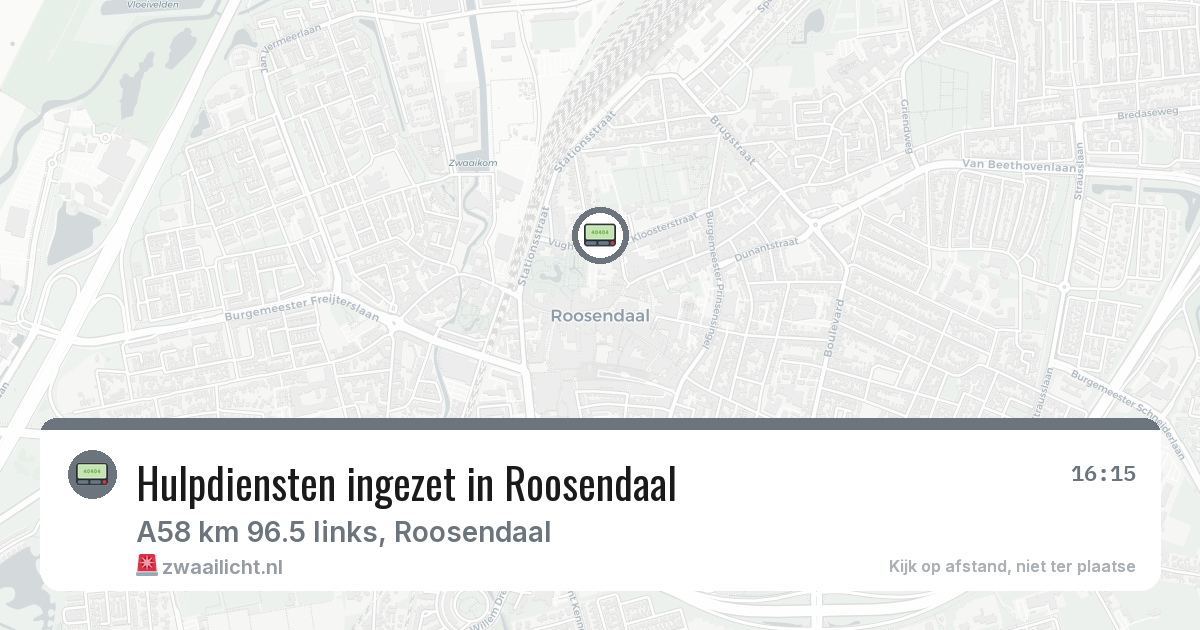 Hulpdiensten ingezet in Roosendaal — 7 jul 2026 | 🚨 Zwaailicht.nl