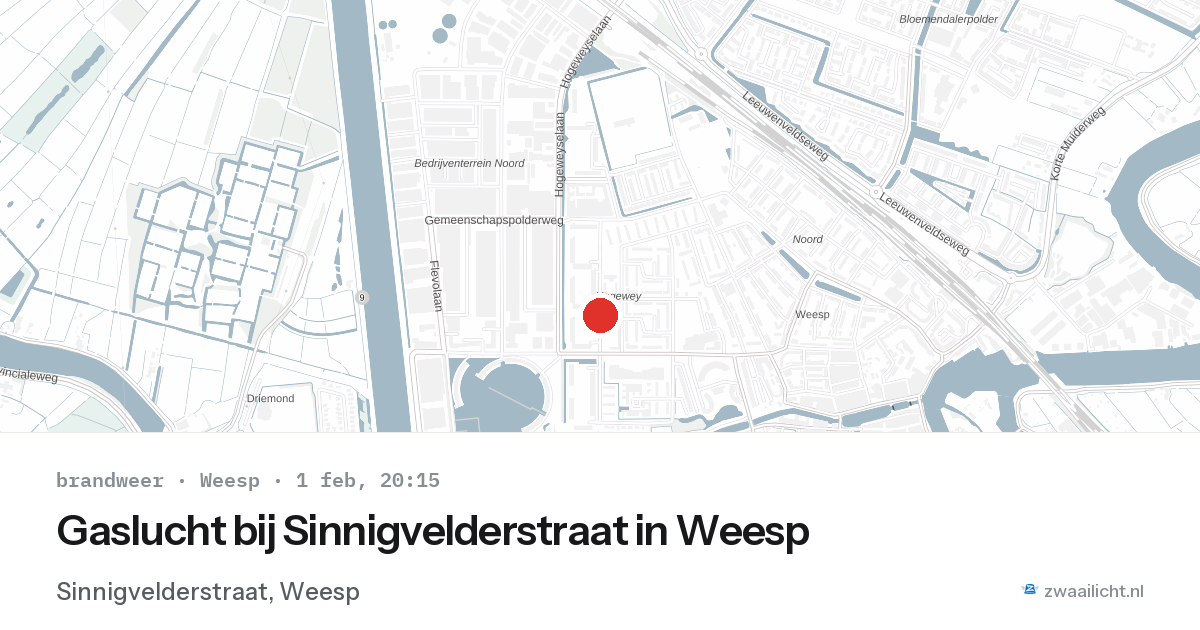 Gaslucht bij Sinnigvelderstraat in Weesp — 1 feb 2026