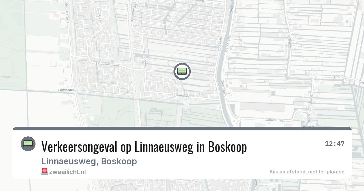 Verkeersongeval op Linnaeusweg in Boskoop — 12 feb 2026