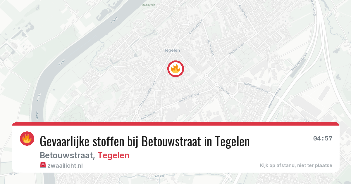 Gevaarlijke stoffen bij Betouwstraat in Tegelen — 25 mrt 2026
