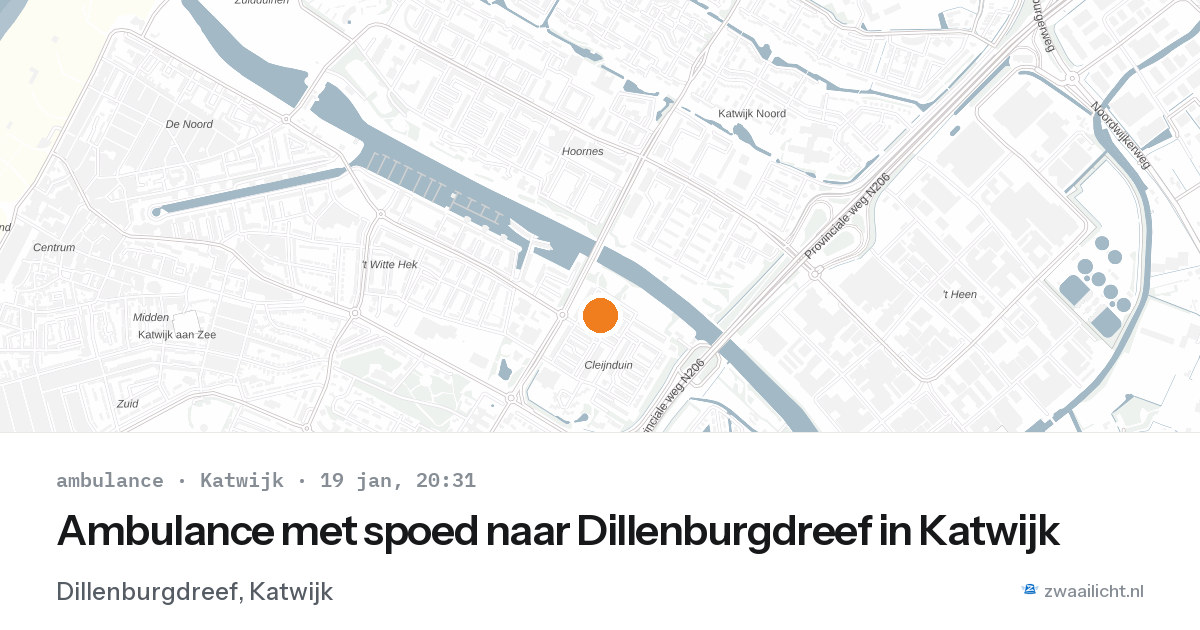 Ambulance met spoed naar Dillenburgdreef in Katwijk — 19 jan 2026
