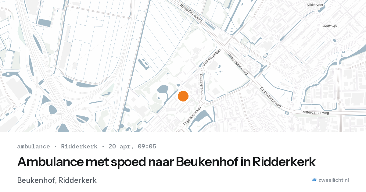 Ambulance met spoed naar Beukenhof in Ridderkerk — 20 apr 2026