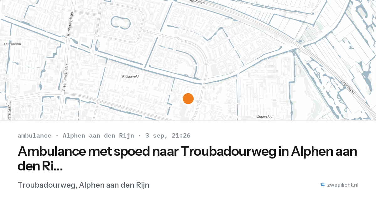 Ambulance met spoed naar Troubadourweg in Alphen aan den Rijn — 3 sep 2026