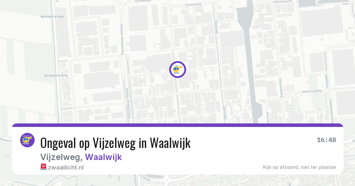 Ongeval op Vijzelweg in Waalwijk — 18 jun 2026