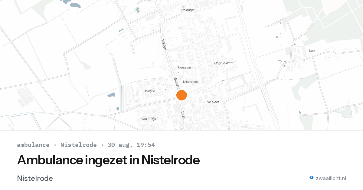 Ambulance ingezet in Nistelrode — 30 aug 2026