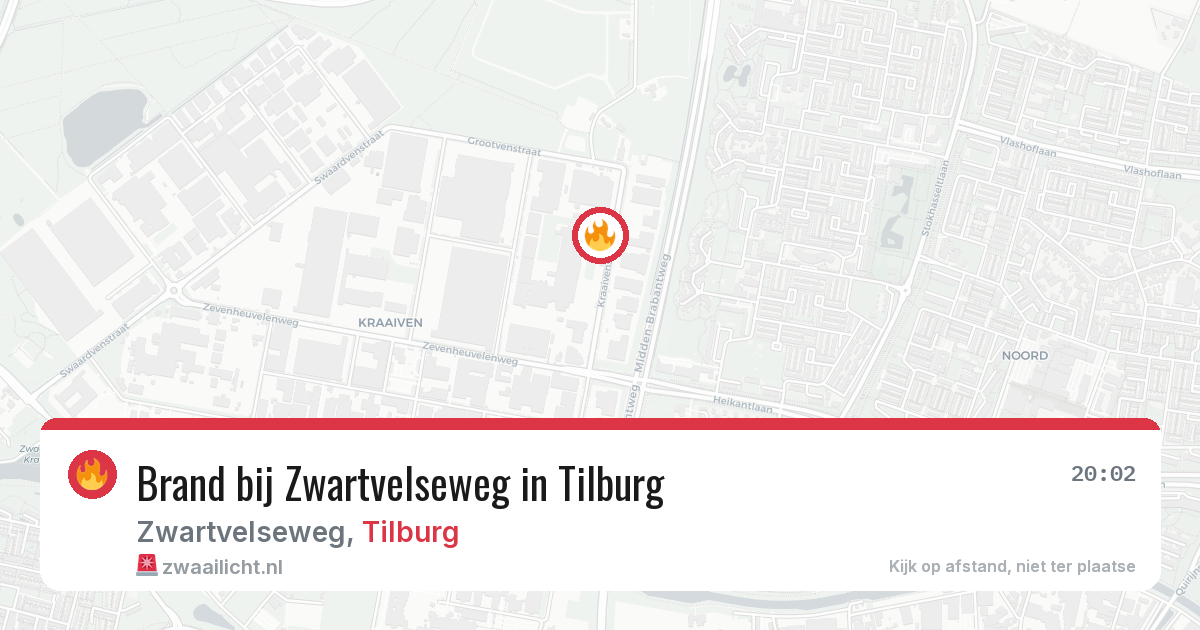 Brand bij Zwartvelseweg in Tilburg — 30 jun 2026