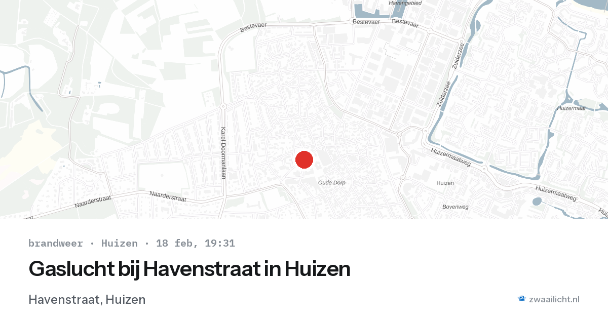 Gaslucht bij Havenstraat in Huizen — 18 feb 2026