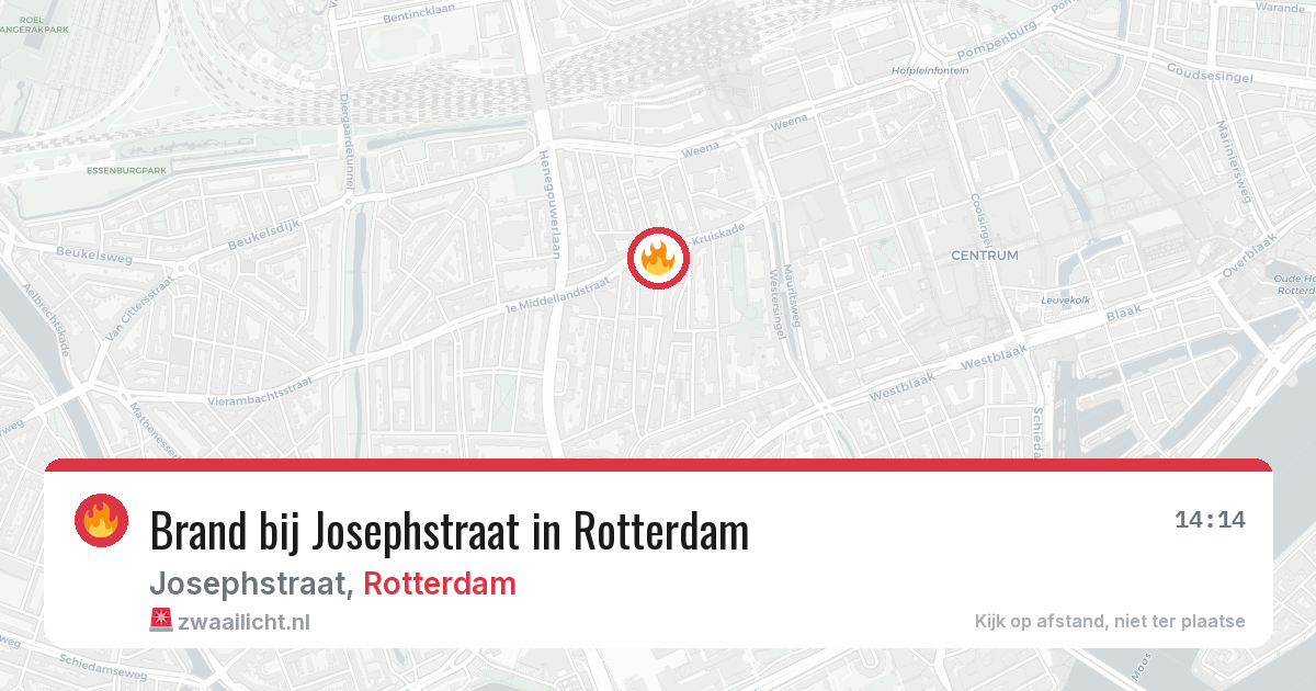 Brand bij Josephstraat in Rotterdam — 20 mrt 2026