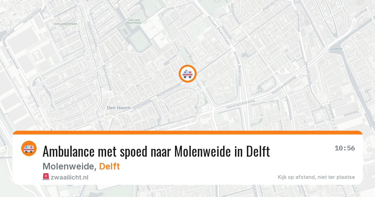 Ambulance met spoed naar Molenweide in Delft — 27 mrt 2026