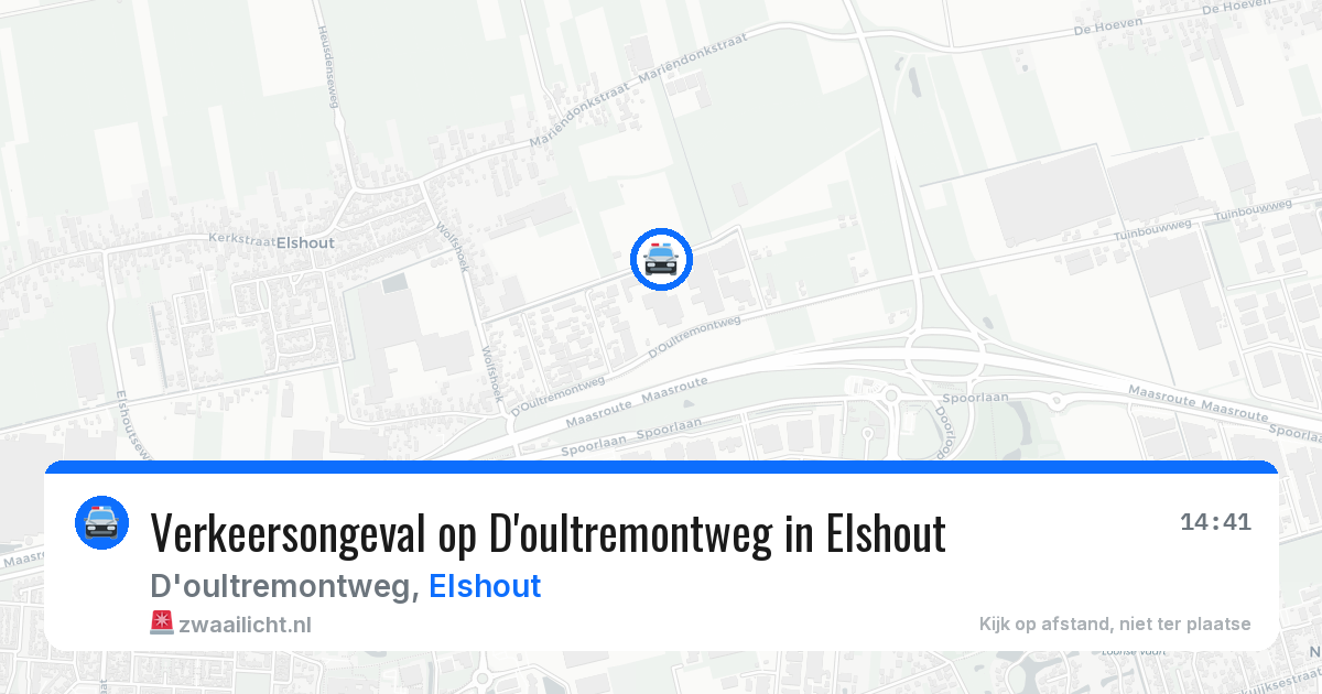 Verkeersongeval op D'oultremontweg in Elshout — 1 mei 2026