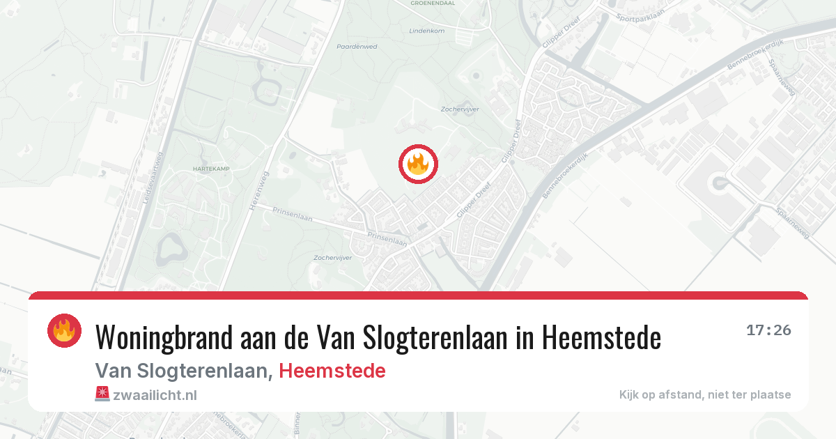 Woningbrand aan de Van Slogterenlaan in Heemstede — 4 apr 2026