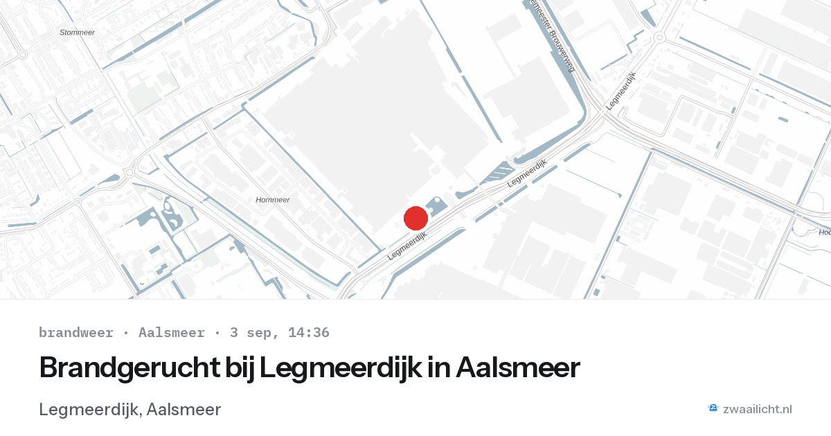 Brandgerucht bij Legmeerdijk in Aalsmeer — 3 sep 2026