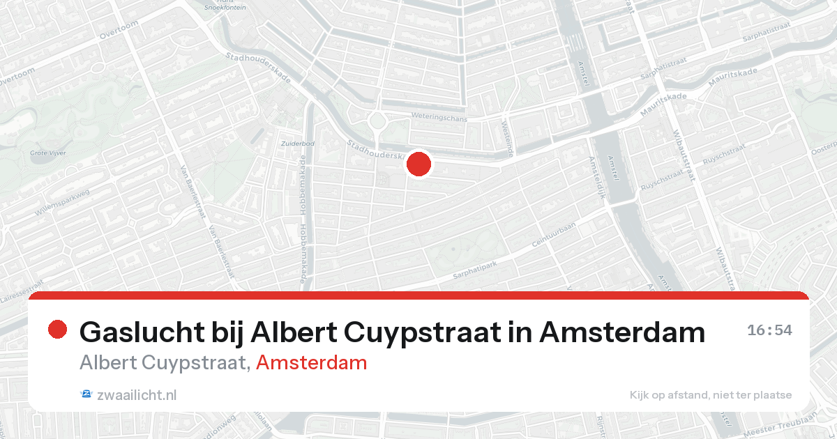 Gaslucht bij Albert Cuypstraat in Amsterdam — 25 aug 2026