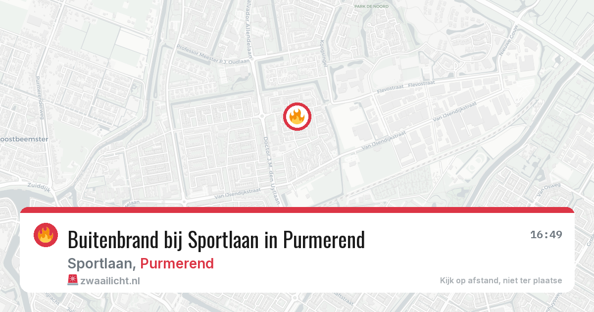 Buitenbrand bij Sportlaan in Purmerend — 12 aug 2026