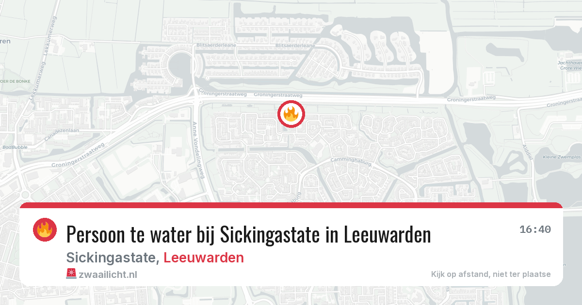 Persoon te water bij Sickingastate in Leeuwarden — 4 aug 2026
