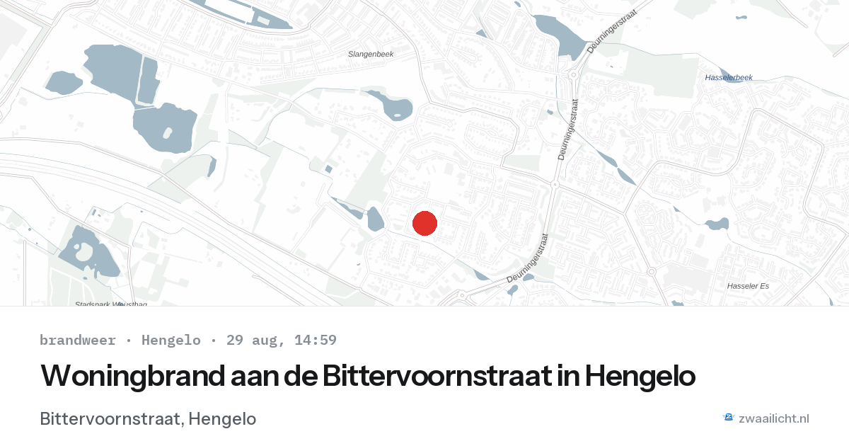 Woningbrand aan de Bittervoornstraat in Hengelo — 29 aug 2026
