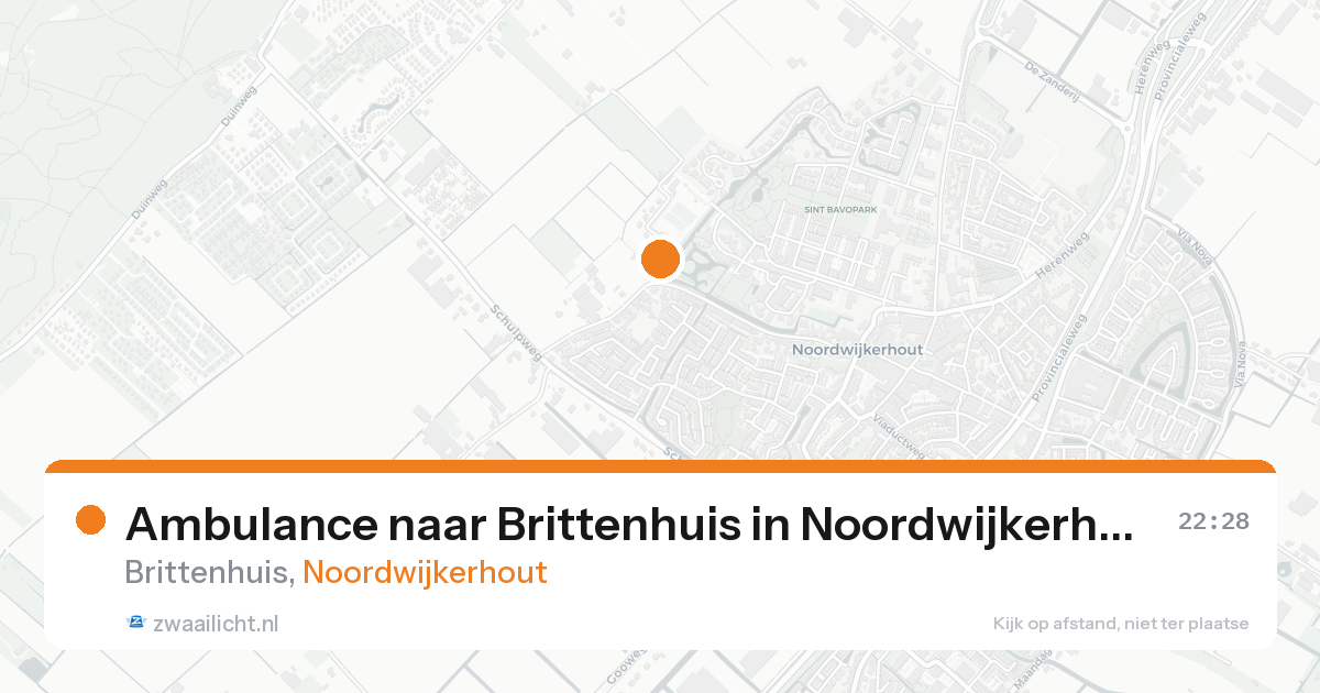 Ambulance naar Brittenhuis in Noordwijkerhout — 18 aug 2026