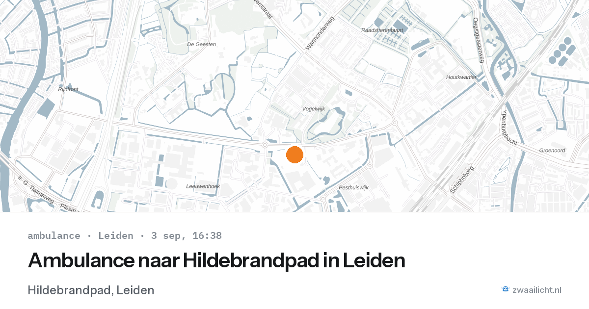 Ambulance naar Hildebrandpad in Leiden — 3 sep 2026