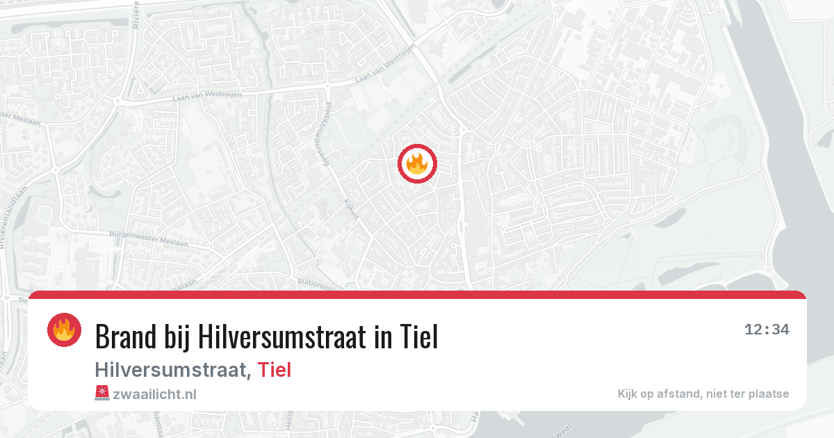 Brand bij Hilversumstraat in Tiel — 13 aug 2026