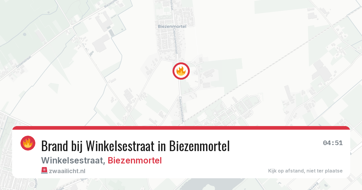 Brand bij Winkelsestraat in Biezenmortel — 6 aug 2026