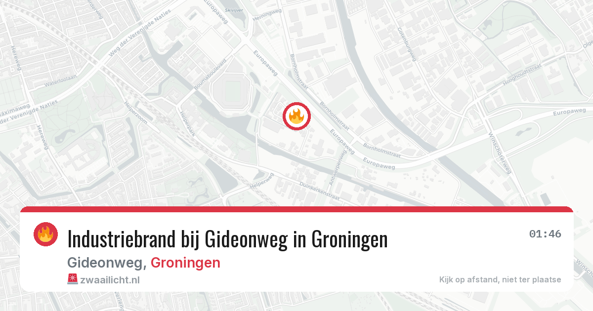 Industriebrand bij Gideonweg in Groningen — 8 aug 2026