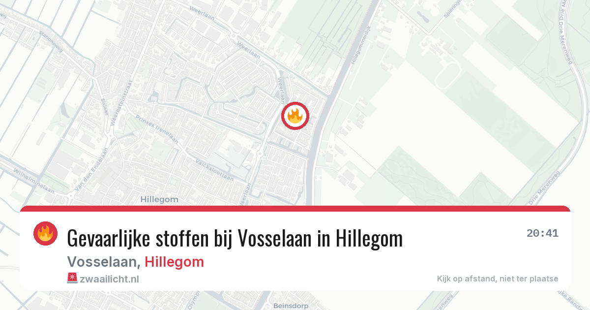 Gevaarlijke stoffen bij Vosselaan in Hillegom — 17 jun 2026