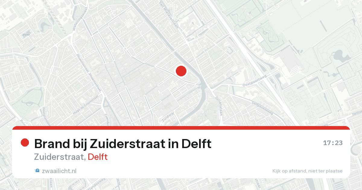 Brand bij Zuiderstraat in Delft — 23 aug 2026