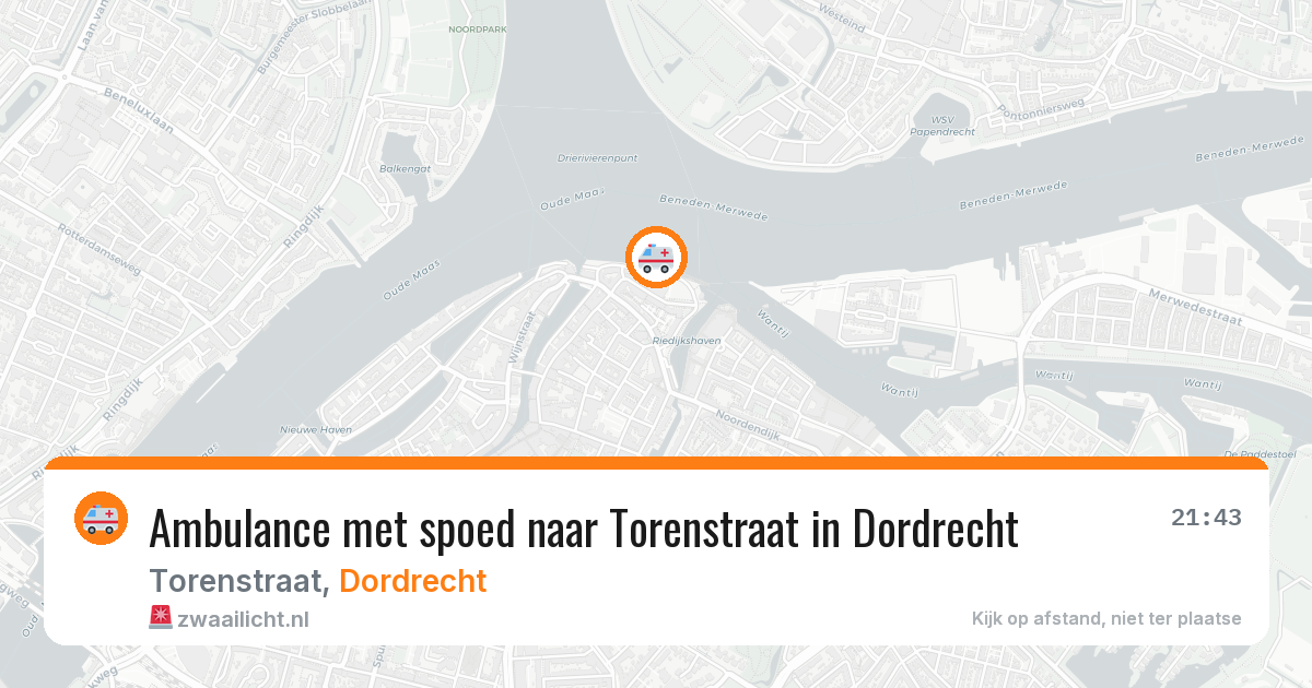 Ambulance met spoed naar Torenstraat in Dordrecht — 13 aug 2026