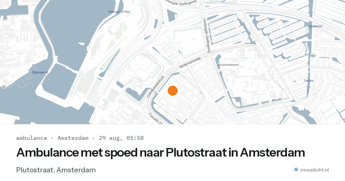 Ambulance met spoed naar Plutostraat in Amsterdam — 28 aug 2026