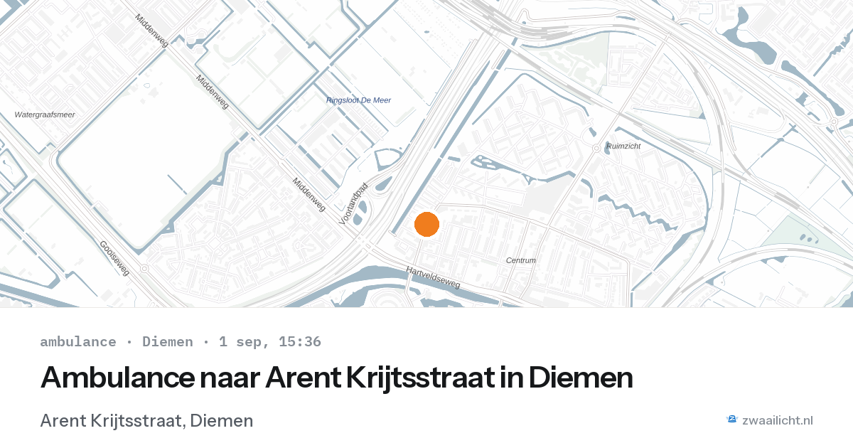 Ambulance naar Arent Krijtsstraat in Diemen — 1 sep 2026