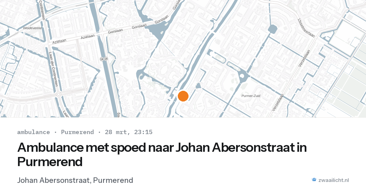 Ambulance met spoed naar Johan Abersonstraat in Purmerend — 28 mrt 2026