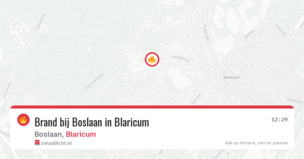 Brand bij Boslaan in Blaricum — 30 jul 2026