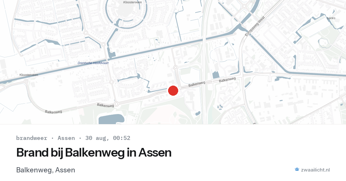 Brand bij Balkenweg in Assen — 29 aug 2026