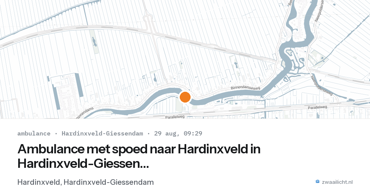 Ambulance met spoed naar Hardinxveld in Hardinxveld-Giessendam — 29 aug 2026