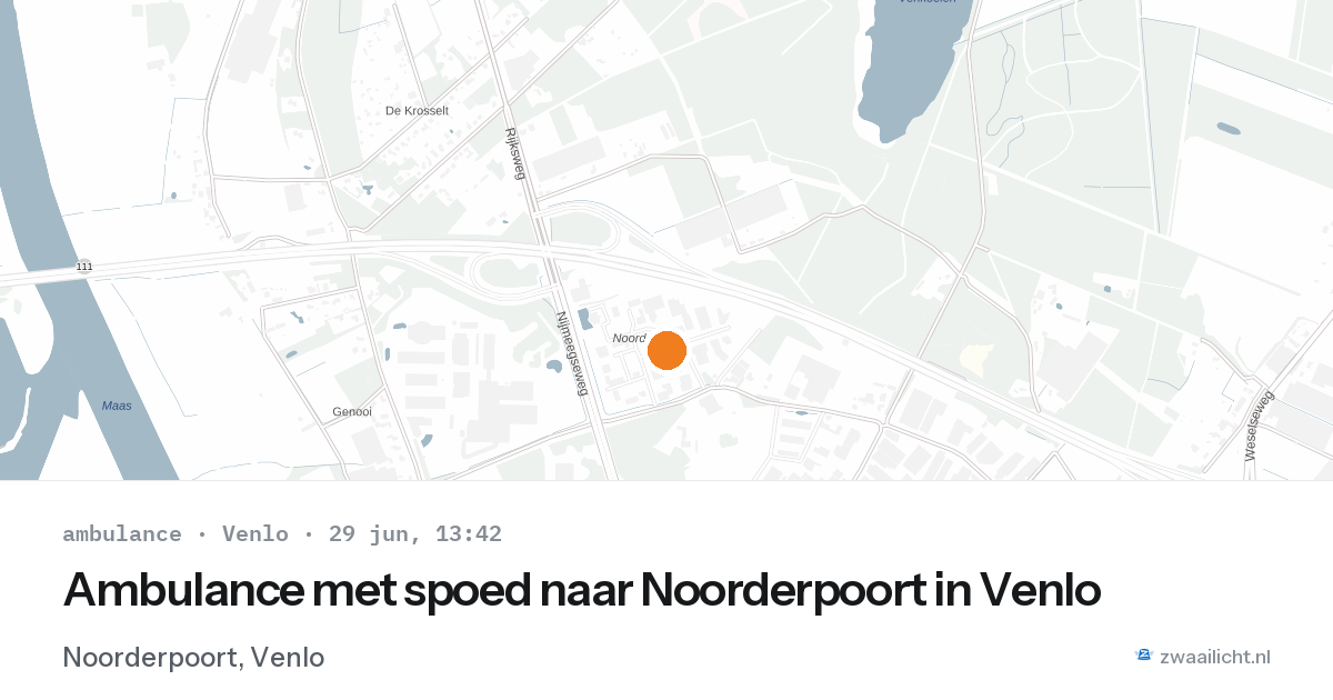 Ambulance met spoed naar Noorderpoort in Venlo — 29 jun 2026