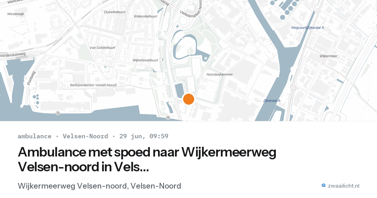 Ambulance met spoed naar Wijkermeerweg Velsen-noord in Velsen-Noord — 29 jun 2026