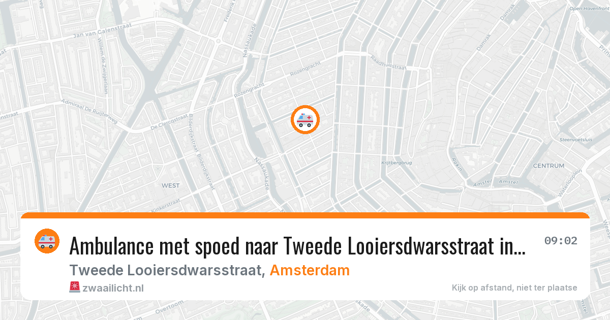 Ambulance met spoed naar Tweede Looiersdwarsstraat in Amsterdam — 9 jun 2026