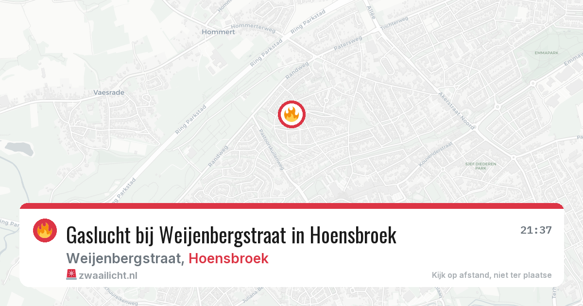 Gaslucht bij Weijenbergstraat in Hoensbroek — 6 jul 2026