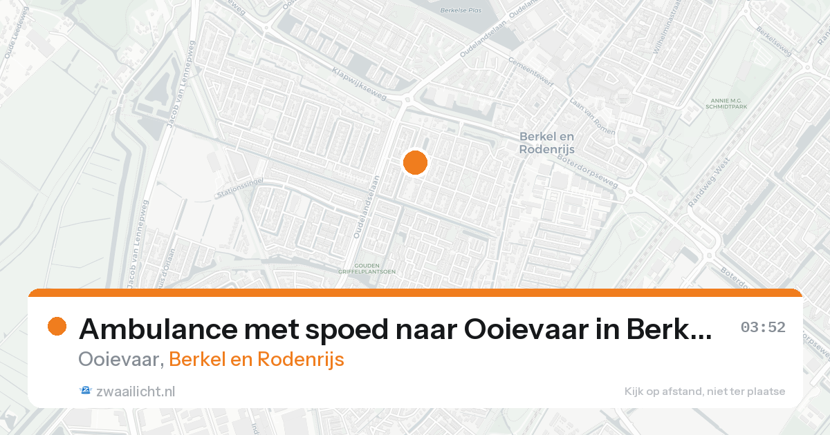 Ambulance met spoed naar Ooievaar in Berkel en Rodenrijs — 20 aug 2026
