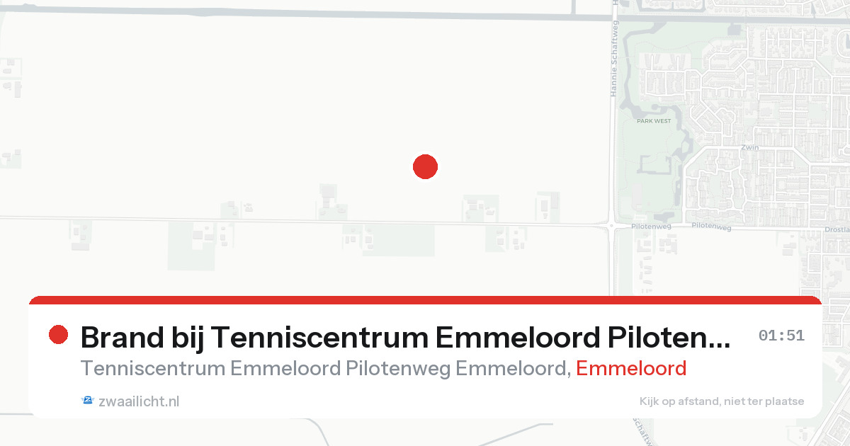 Brand bij Tenniscentrum Emmeloord Pilotenweg Emmeloord in Emmeloord — 14 aug 2026