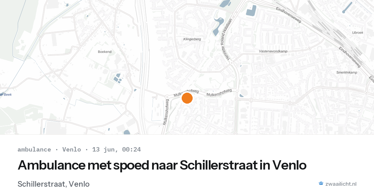 Ambulance met spoed naar Schillerstraat in Venlo — 12 jun 2026