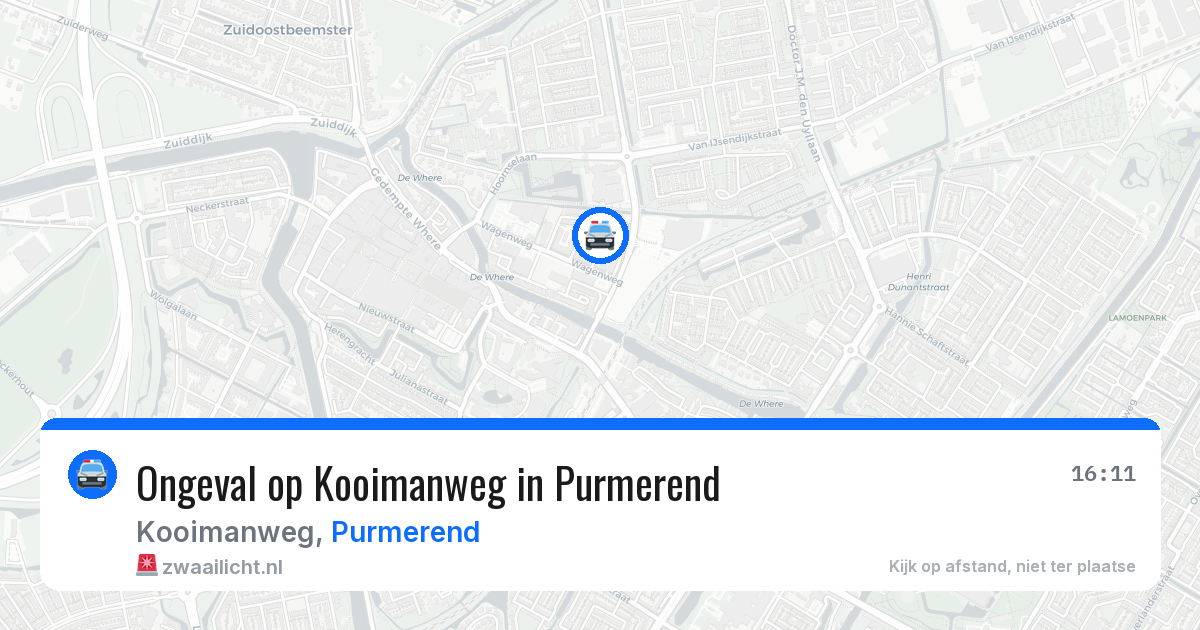 Ongeval op Kooimanweg in Purmerend — 16 mei 2026