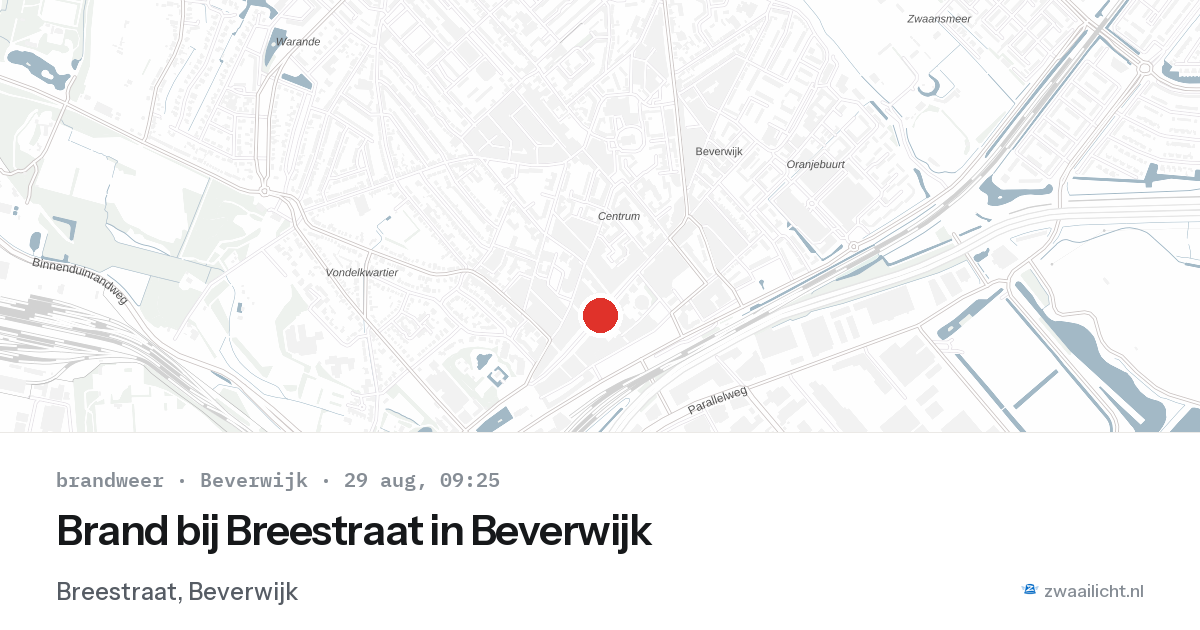 Brand bij Breestraat in Beverwijk — 29 aug 2026