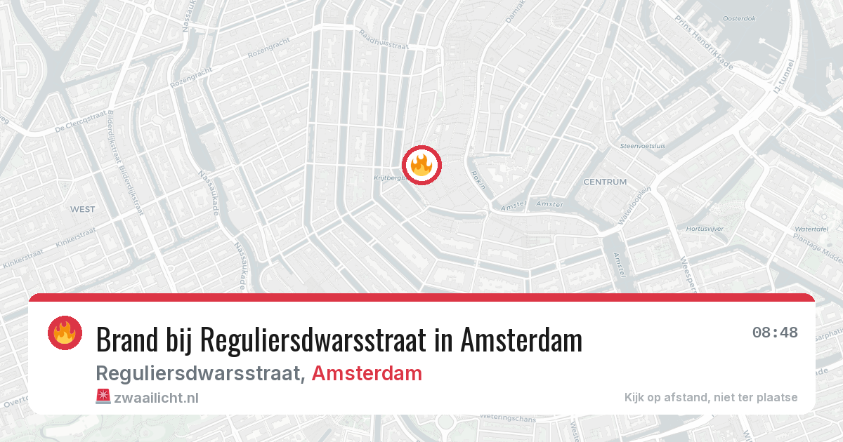 Brand bij Reguliersdwarsstraat in Amsterdam — 21 mei 2026